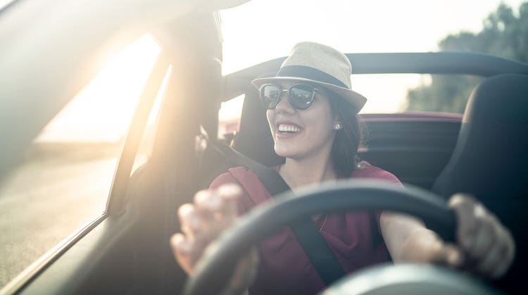 driving with smiling face
