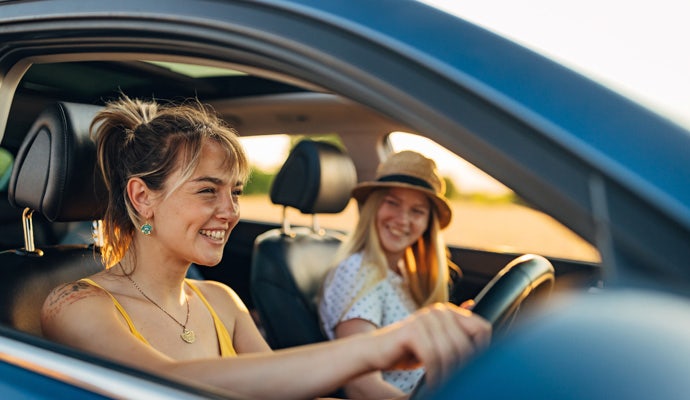 driving with smiling face